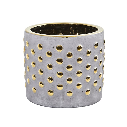 6&#x22; Regal Stone Hobnail Planter with Gold Accents